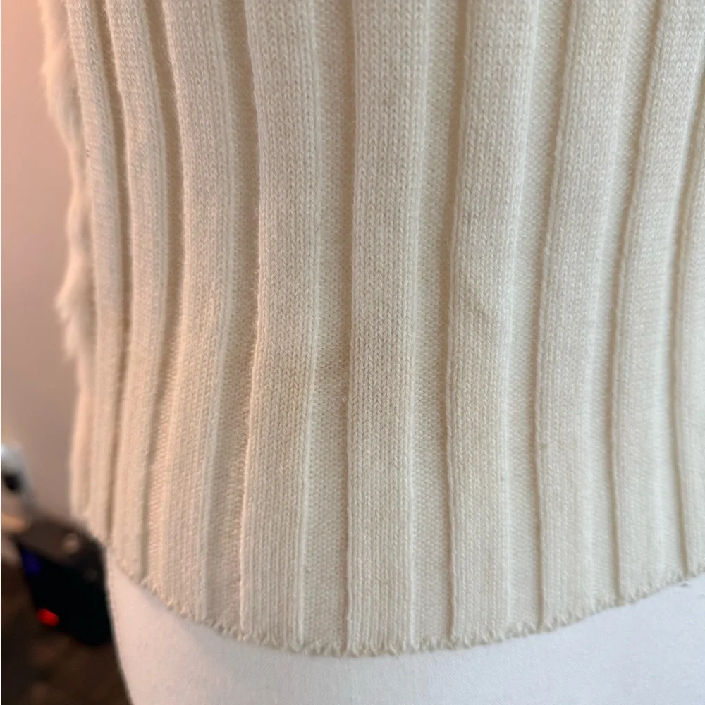 Vintage Real Rabbit Fur Vest | Cream Ivory | Size Small WHBM - Picture 6 of 8